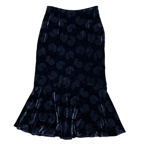 Lucia Lukken 100% Silk Velvet Paisley Floral Maxi Skirt Sz S - Picture 7 of 10